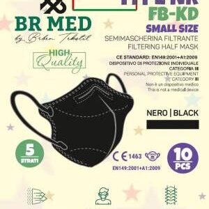 BRMed 1Conf. da 10pz Mascherina FORMATO PIU' PICCOLO Protettiva FFP2 Small Size 5 Strati Nera