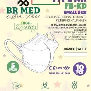 BRMed 1Conf. da 10pz Mascherina FORMATO PIU' PICCOLO Protettiva FFP2 Small Size 5 Strati Bianca