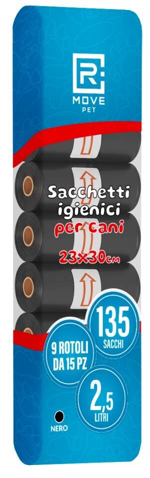 RMove Sacchi Rifiuti Animali 9 Rotoli da 15 Sacchi Nero 3 CNTBSRMO0034