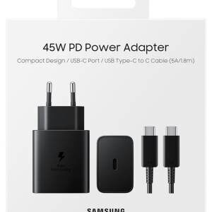 Samsung Caricatore 45W EP-T4511 FC2 USB-C +Cavo1.8m USB-C Black